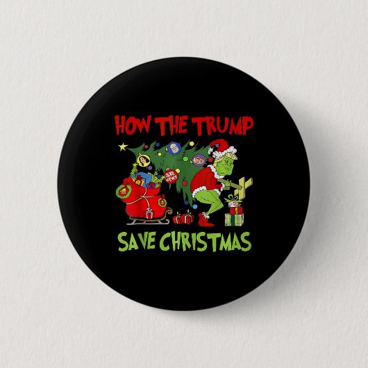 Hoe de Trump kerst heeft gered Grappig Trump Kerst Ronde Button 5,7 Cm (Voorkant)
