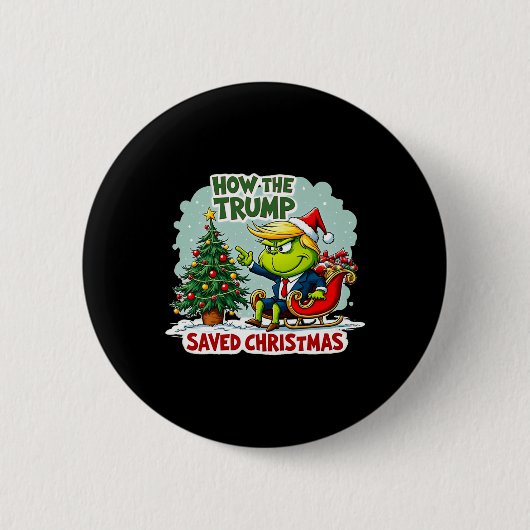 Hoe de Trump kerst heeft gered Grappig Trump Kerst Ronde Button 5,7 Cm (Voorkant)