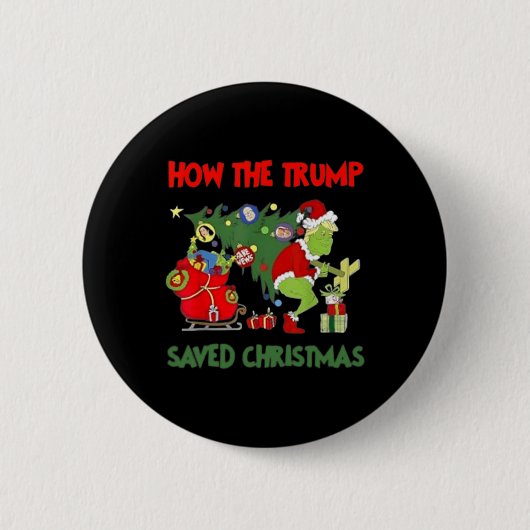 Hoe de Trump kerst heeft gered Grappig Trump Kerst Ronde Button 5,7 Cm (Voorkant)