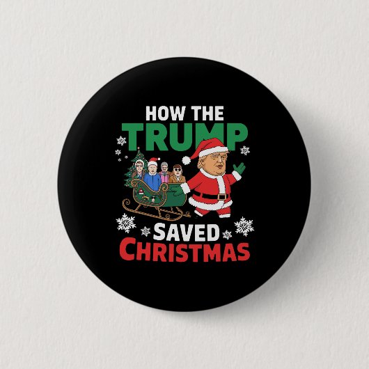 Hoe de Trump kerst heeft gered Grappig Trump Kerst Ronde Button 5,7 Cm (Voorkant)