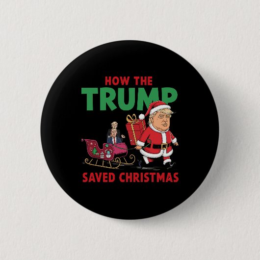 Hoe de Trump kerst heeft gered Grappig Trump Kerst Ronde Button 5,7 Cm (Voorkant)