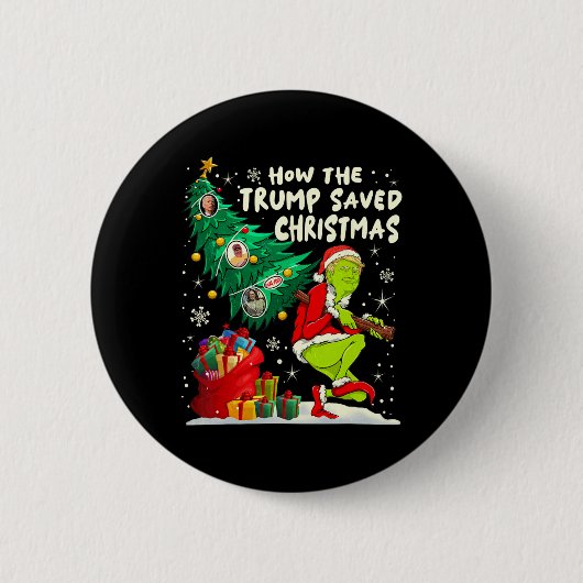 Hoe de Trump kerst heeft gered Grappige kersttijd Ronde Button 5,7 Cm (Voorkant)