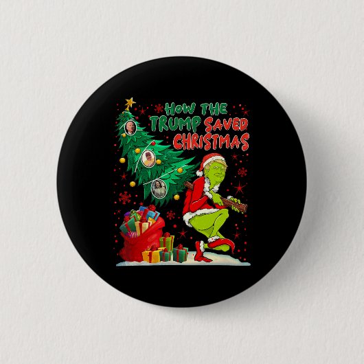 Hoe de Trump kerst heeft gered Grappige kersttijd Ronde Button 5,7 Cm (Voorkant)