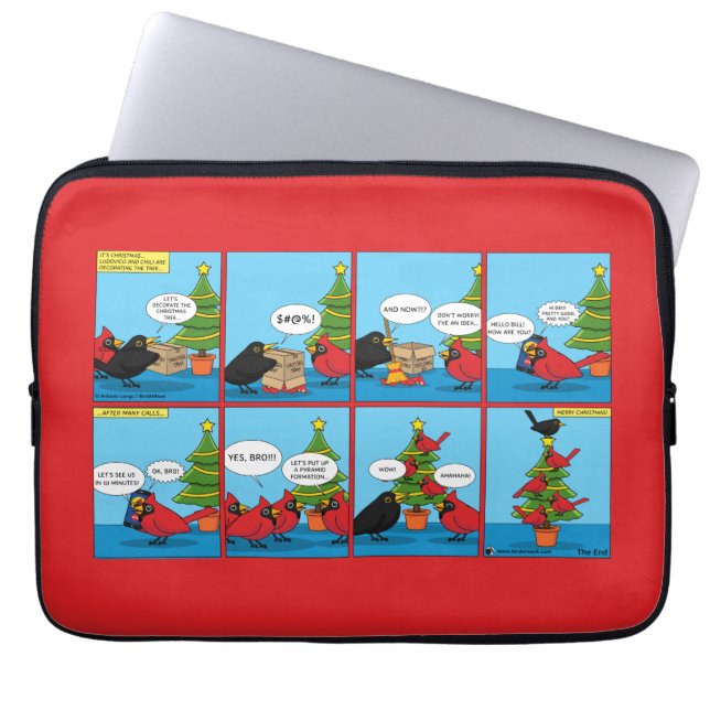 Hoe decorbeert u een kerstboomstrip laptop sleeve (Voorkant)