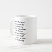 hoe deze mok over zichzelf spreekt en het is slech (Voorkant links)