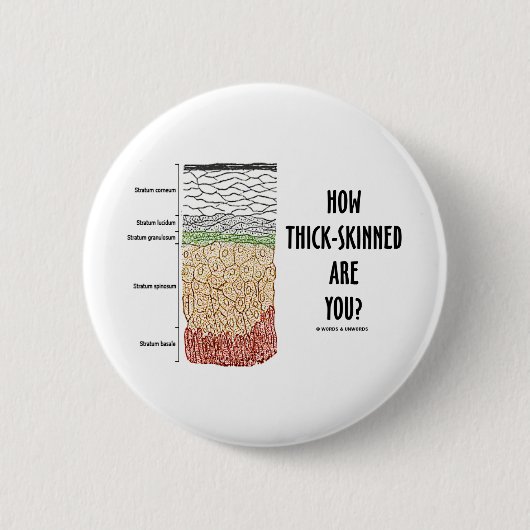Hoe dik ben je? (Epidermislagen) Ronde Button 5,7 Cm (Voorkant)