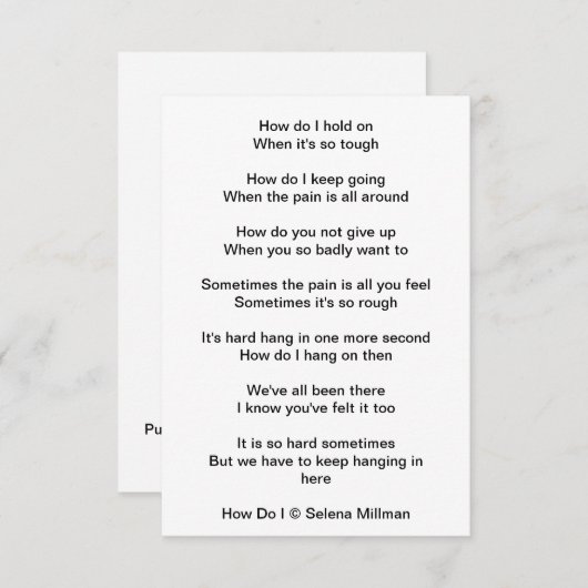 "Hoe doe ik het" gedicht Informatiekaartje (Voorkant / Achterkant)