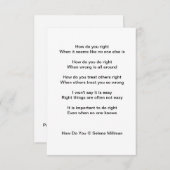 "Hoe doe je dat" gedicht Informatiekaartje (Voorkant / Achterkant)