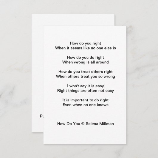 "Hoe doe je dat" gedicht Informatiekaartje (Voorkant / Achterkant)