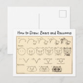 Hoe een Beer en wasbeer  Briefkaart te tekenen (Voorkant / Achterkant)