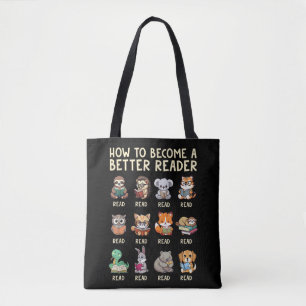 Hoe een betere lezer te worden Boek Grappige Diere Tote Bag