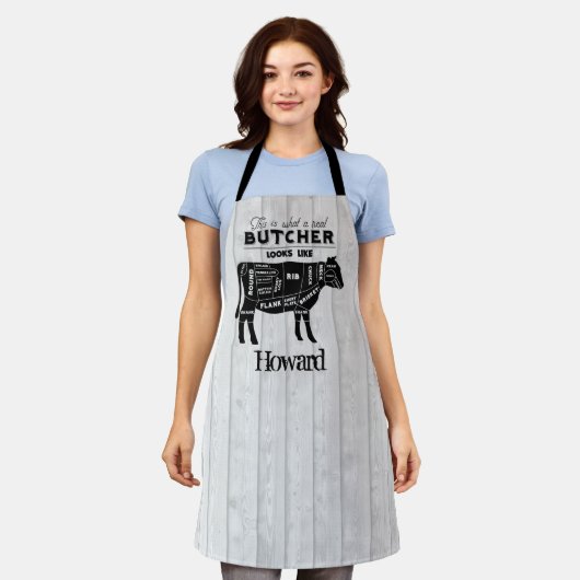 Hoe een echte slager eruit ziet als een rustiek ho schort (Gedragen)