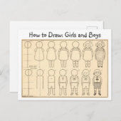 Hoe een klein jongetje en meisje  Briefkaart te te (Voorkant / Achterkant)