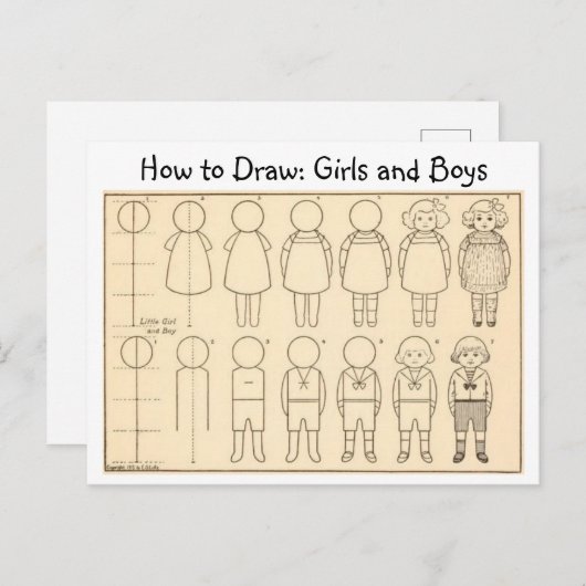 Hoe een klein jongetje en meisje  Briefkaart te te (Voorkant / Achterkant)