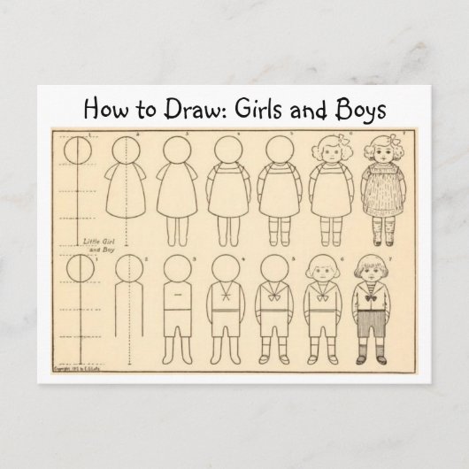 Hoe een klein jongetje en meisje  Briefkaart te te (Voorkant)