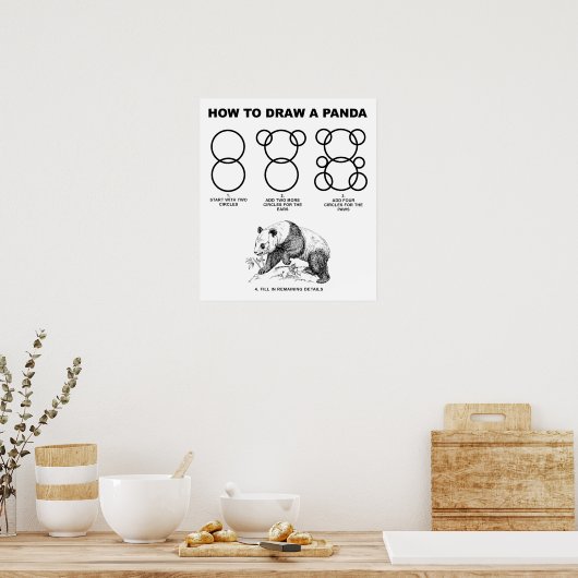 Hoe een Panda Funny Poster te tekenen (Keuken)