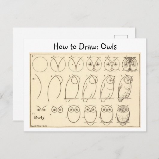 Hoe een Uil Briefkaart te tekenen (Voorkant / Achterkant)