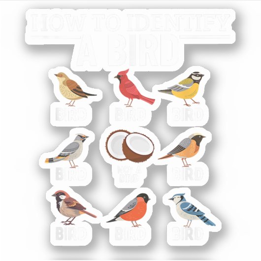 Hoe een vogel te identificeren Grappige vogel kijk Sticker (Voorkant)
