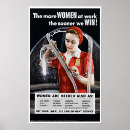 Hoe eerder we winnen, hoe meer vrouwen op het werk poster