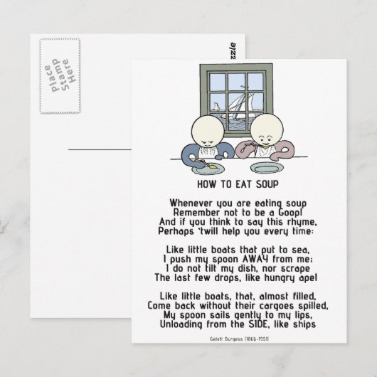 Hoe eet je soep? briefkaart (Voorkant / Achterkant)