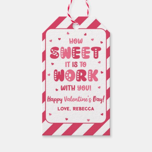 Hoe fijn is het om met je Valentijnse te werken Cadeaulabel (Voorkant)