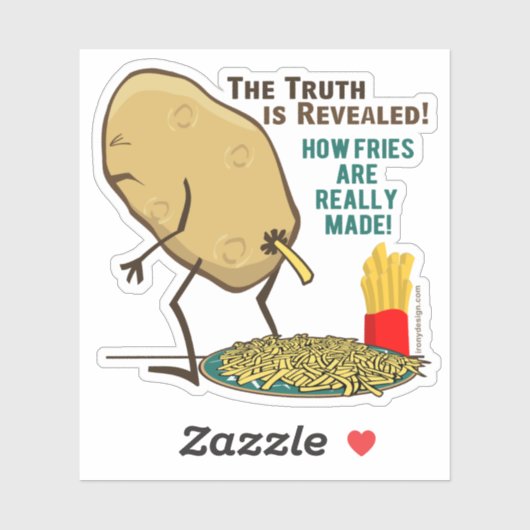 Hoe fries echt gemaakt worden contour cut sticker (Vel)