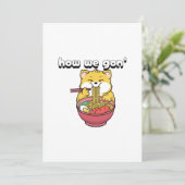 Hoe gaan we kawaii noodle cat ramen kat chill kaart (Staand voorkant)