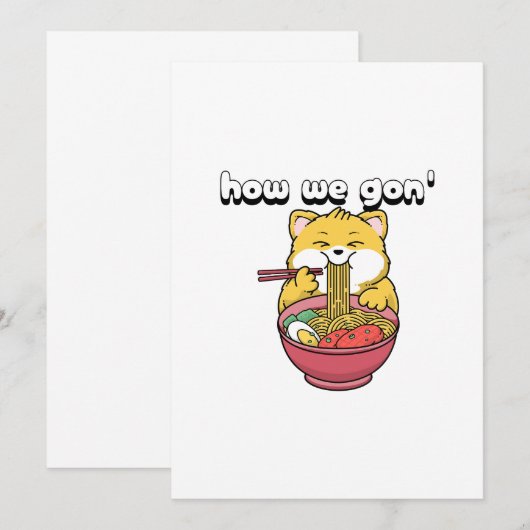 Hoe gaan we kawaii noodle cat ramen kat chill kaart (Voorkant / Achterkant)