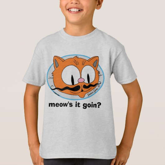 Hoe gaat het? Funny Pun Mustache Cat T-shirt (Voorkant)