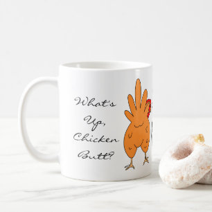 Hoe gaat het met Chicken Butt? Funny Humor Koffiemok