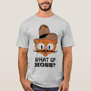 Hoe gaat het met Hoss? Cartoon Mustache Cat Señor  T-shirt