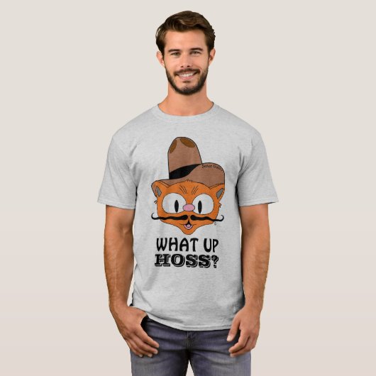 Hoe gaat het met Hoss? Cartoon Mustache Cat Señor  T-shirt (Voorkant volledig)