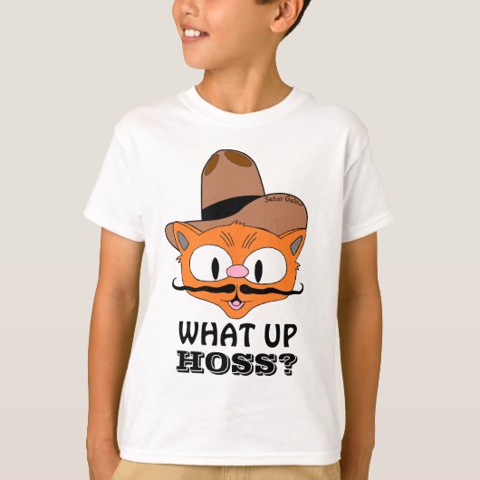 Hoe gaat het met Hoss? Mustache Cat. T-shirt (Voorkant)