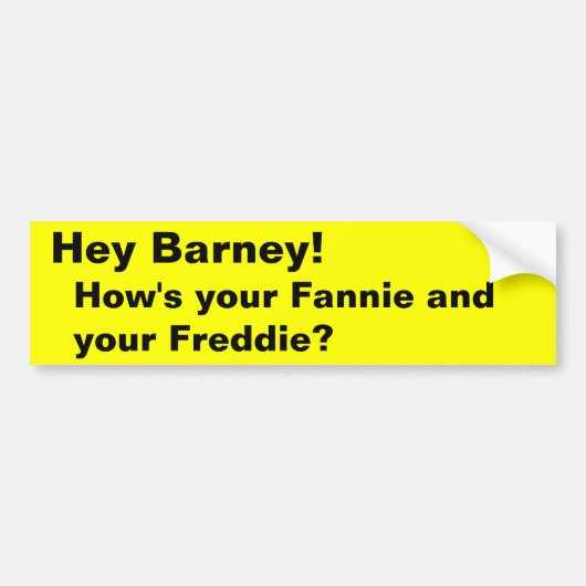 Hoe gaat het met je Fannie en je Freddie? Bumpersticker (Voorkant)