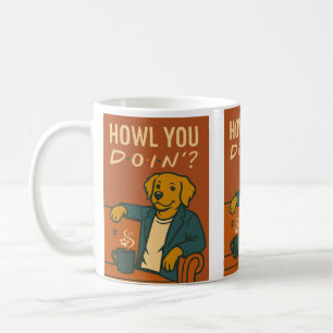 "HOE GAAT HET MET JE?" Hond op de bank koffie Mok