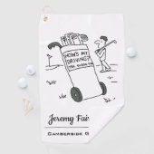 Hoe gaat het met mijn autorijden? Grappige Cartoon Golfhanddoek (Insitu)