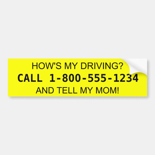 Hoe gaat het met mijn rijden? Vertel het mijn mama Bumpersticker (Voorkant)