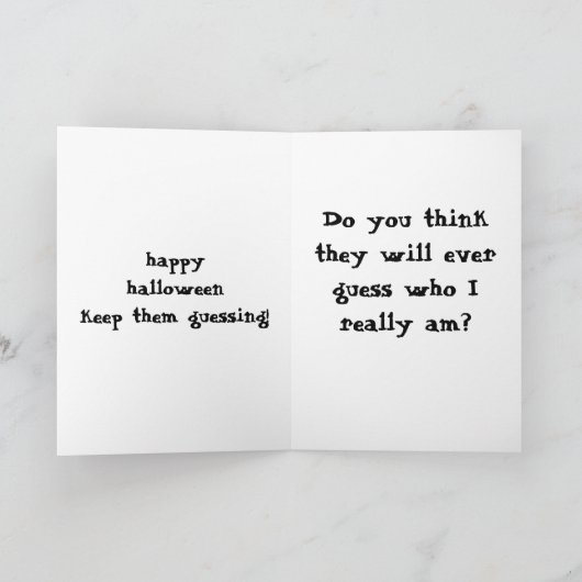 HOE GAAT HET OM MIJN COSTUME=HALLOWEEN KAART (Binnen)