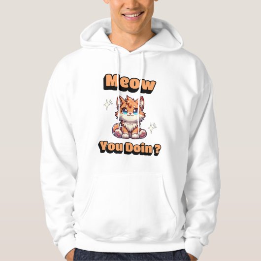 Hoe gaat het? Schattigee Funny Cat Pun voor Pet Lo Hoodie (Voorkant)