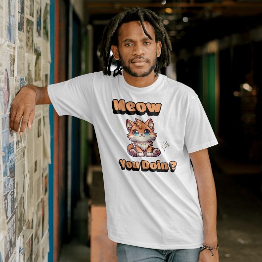 Hoe gaat het? Schattigee Funny Cat Pun voor Pet Lo T-shirt