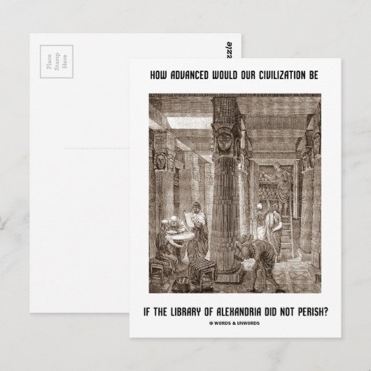Hoe geavanceerd de beschaving als Library Alexandr Briefkaart (Voorkant / Achterkant)