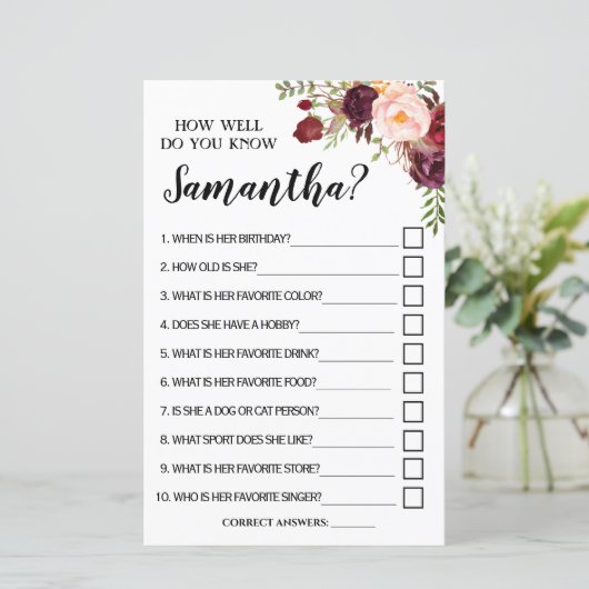 Hoe goed ken je Bride Marsala Shower Game? (Staand voorkant)