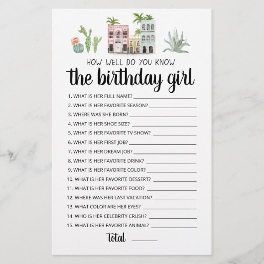 Hoe goed ken je de Birthday Girl game? (Voorkant)