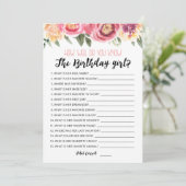 Hoe goed ken je de Birthday girl spel Kaart (Staand voorkant)