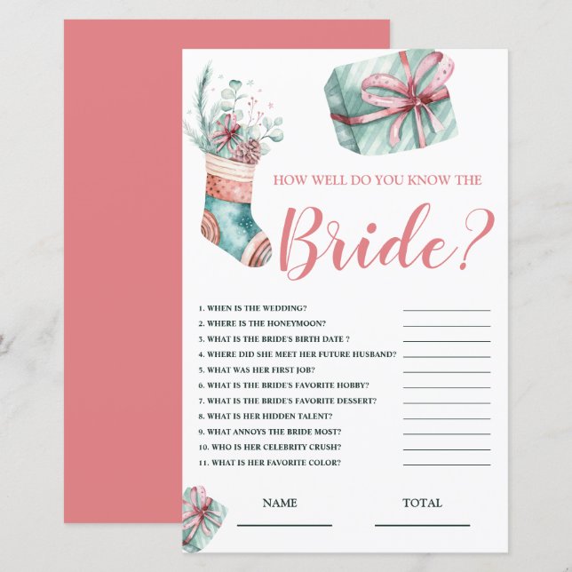 Hoe goed ken je de Bride-kerstbridale game? (Voorkant / Achterkant)