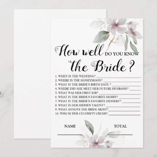 Hoe goed ken je de Bride roze bridal? Kaart (Voorkant / Achterkant)