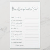 Hoe goed ken je de Bride? Shower Game Flyer (Voorkant)