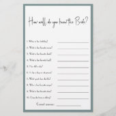 Hoe goed ken je de Bride? Shower Game Flyer (Voorkant)