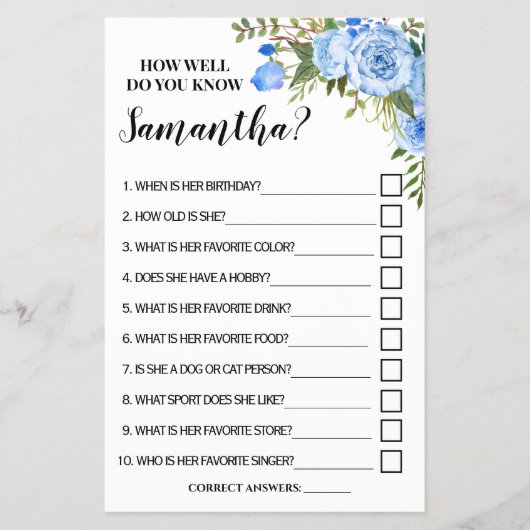 Hoe goed ken je de Bride Vrijgezellenfeest Game-ka Flyer (Voorkant)