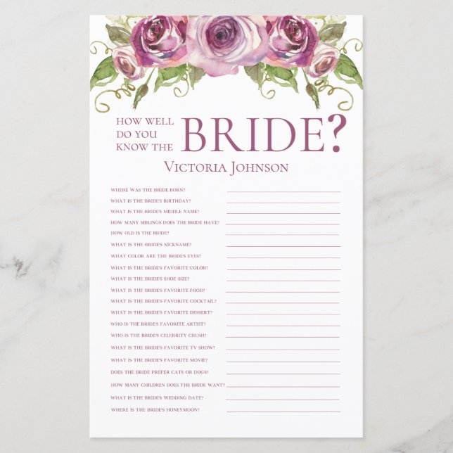 Hoe goed ken je de bruid? (Voorkant)